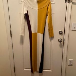 Sweater dress w/block colors multi color